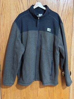 The North Face Dark Gray Two-Tone Fleece full zip sz XXXL